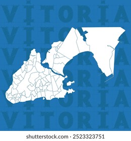 Mapa completo de la ciudad de Vitória, capital del estado de Espírito Santo, en la región sureste de Brasil. Mapa construido a partir de datos reales y oficiales.