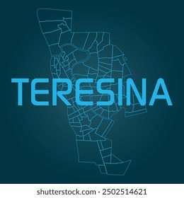 Komplette Karte der Stadt Teresina, Hauptstadt des brasilianischen Staates Piauí, im Nordosten Brasiliens. Alle Stadtviertel sind verfügbar, basierend auf realen und offiziellen Daten.