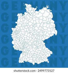 Complete map of Germany and all its cities. Complete design from real cartographic data.