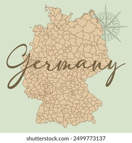 Complete map of Germany and all its cities. Complete design from real cartographic data.