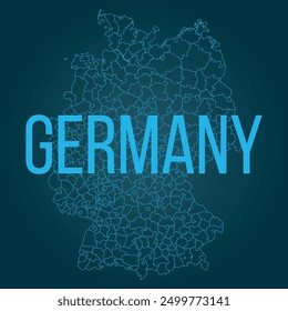 Complete map of Germany and all its cities. Complete design from real cartographic data.