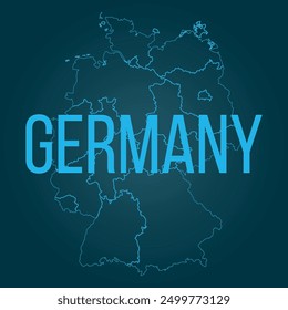 Complete map of Germany and all its federal states. Complete design from real cartographic data.