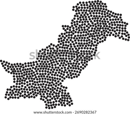 Complete map of Pakistan vector filled with dots pattern showing modern digital style and national identity