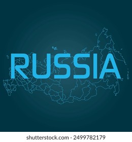 Complete map of Russia, without considering the disputed regions. All macro regions of the Russian Federation.