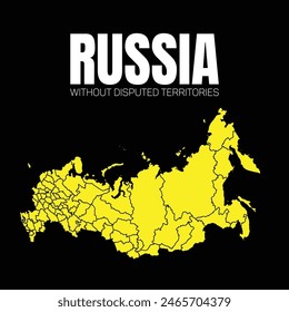 Complete map of Russia, without the regions in dispute with Ukraine and the West, with the capital, Moscow