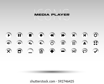 Complete Media player icon set. Set of media player buttons.