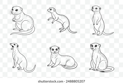 Complete Meerkat Line Art Vector Set for Artistic and Creative Designs