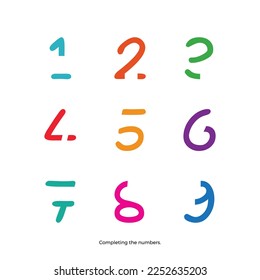 Complete the missing numbers activity for preschoolers. vector illustration