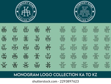 Complete Monogram Letter Logo Collection from KA Logo to KZ Logo with Circular Badge -  Minimalist, Elegant, Modern, Premium, Luxury, Vintage Logo For Clothing, Apparel, Business - Interlocked Letters