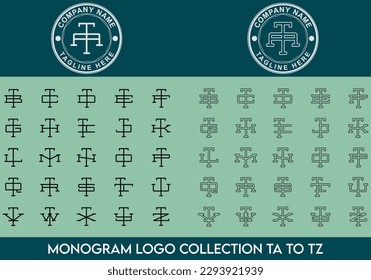 Complete Monogram Letter Logo Collection from TA Logo to TZ Logo with Circular Badge -  Minimalist, Elegant, Modern, Premium, Luxury, Vintage Logo For Clothing, Apparel, Business - Interlocked Letters
