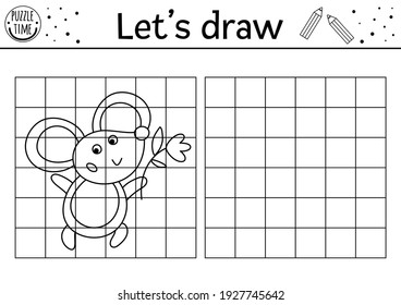 Complete the mouse picture. Vector Easter drawing practice worksheet. Spring printable black and white activity for pre-school children. Copy the picture animal themed game for kids

