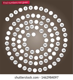 Complete the numbers not listed in the spiral section