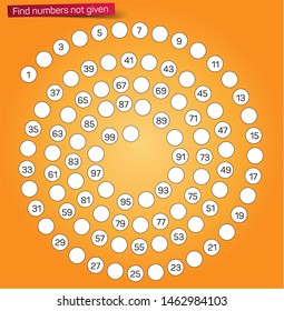 Complete the numbers not listed in the spiral section