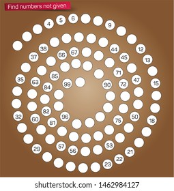 Complete the numbers not listed in the spiral section