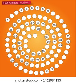 Complete the numbers not listed in the spiral section