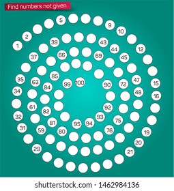 Complete the numbers not listed in the spiral section