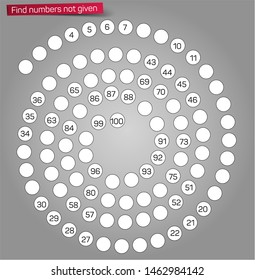 Complete the numbers not listed in the spiral section
