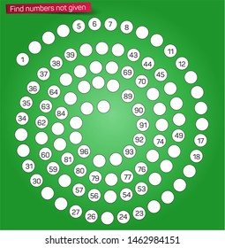 Complete the numbers not listed in the spiral section