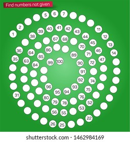 Complete the numbers not listed in the spiral section