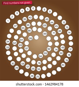 Complete the numbers not listed in the spiral section