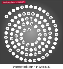 Complete the numbers not listed in the spiral section