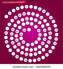 Complete the numbers not listed in the spiral section