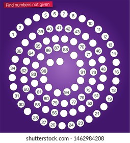 Complete the numbers not listed in the spiral section