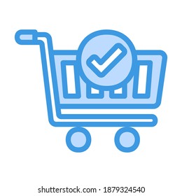 Complete Order icon vector illustration in blue style for any projects, use for website mobile app presentation