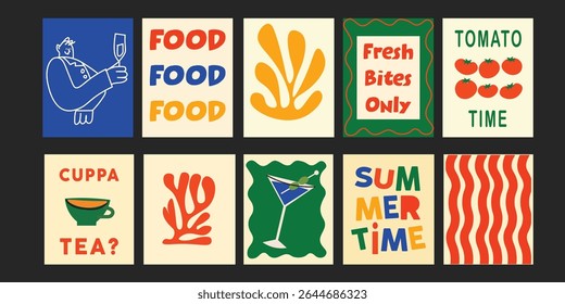 A complete pack of summer bistro quote banners from Tomato Time to Fresh bites only ready for seasonal campaigns, ads, or stock uploads