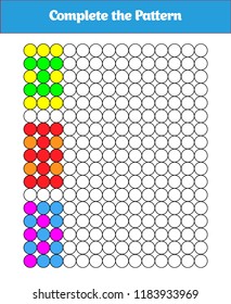 Complete the Pattern. Education logic game for preschool kids. Vector Illustration.