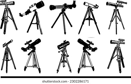 Complete Perspective Silhouette Set: Telescope from All Angles