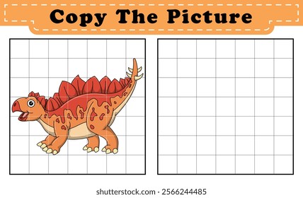 Complete the picture of a Apatosaurus. Copy the picture. Coloring book. Educational game for children. Cartoon vector illustration