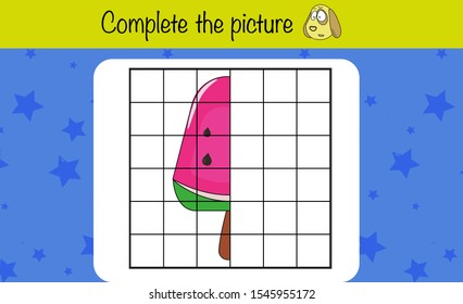 Complete the picture. Children education game, iq test, brain training