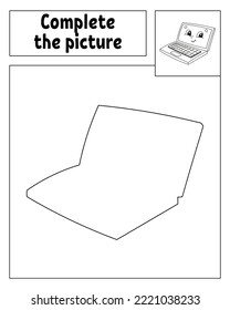 Complete the picture. Coloring page for kids. Back to school theme. Vector illustration.