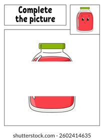 Complete the picture. Coloring page for kids. Vector illustration.