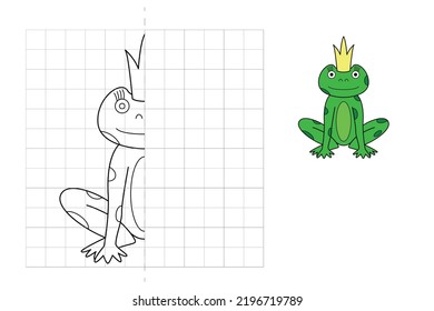 Complete the picture   coloring Frog  Toad  Game for kids: symmetry 