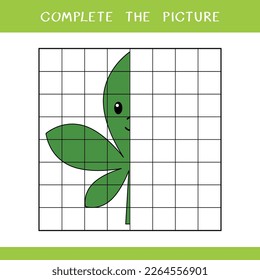 Complete the picture of cute leaf. Simple educational game for kids. Vector worksheet