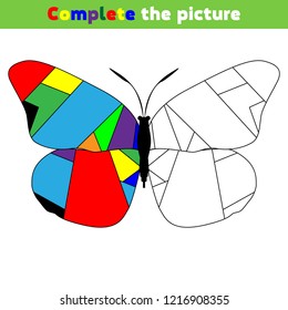 Complete the picture.  Education logic game for preschool kids. Vector Illustration.