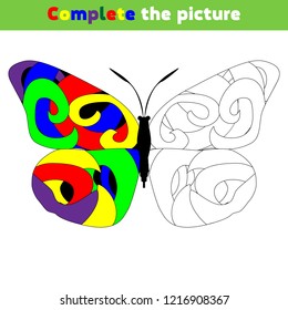 Complete the picture.  Education logic game for preschool kids. Vector Illustration.