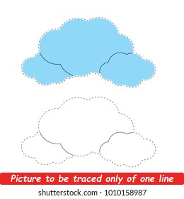 Complete the picture with one outside line. The Coloring Page. Children Educational Game with Beautiful Blue Cloud
