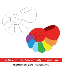 Complete the picture with one outside line. The Coloring Page. Children Educational Game with Beautiful Rainbow Seashell