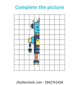 Complete the picture. Robot. Educational children game.