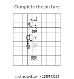 Completa la imagen. Robot. Juego infantil educativo.