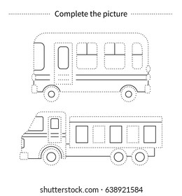 Complete The Picture.Coloring Page.Children Educational Game.