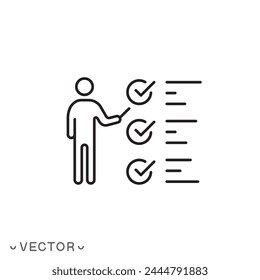 complete project, to do list icon, checklist or document, , timeline organization, thin line symbol isolated on white background, editable stroke eps 10 vector illustration