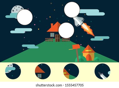 Complete the puzzle and find the missing parts of the picture. Educational game for kids. IQ test