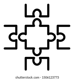 Complete puzzle icon. Outline complete puzzle vector icon for web design isolated on white background