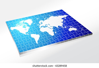 Complete Puzzle of World Map Original Vector Illustration Complete Puzzle Ideal for Business Concept