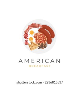 Vollständiges und einsatzbereites Logo für die Illustration des amerikanischen Frühstücks