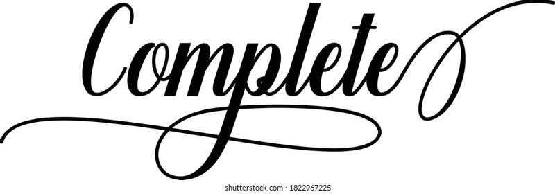 Complete Script Cursive Calligraphy Typography Black text lettering Script Cursive and phrases isolated on the White background for titles and sayings